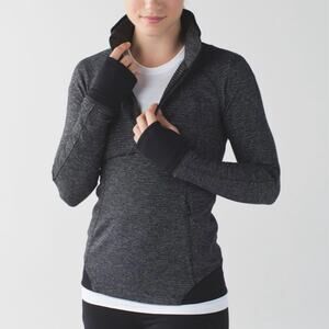 LULULEMON‎ Mini Check Pique Black Heathered Runderful 1/2 Zip Pullover Active 8